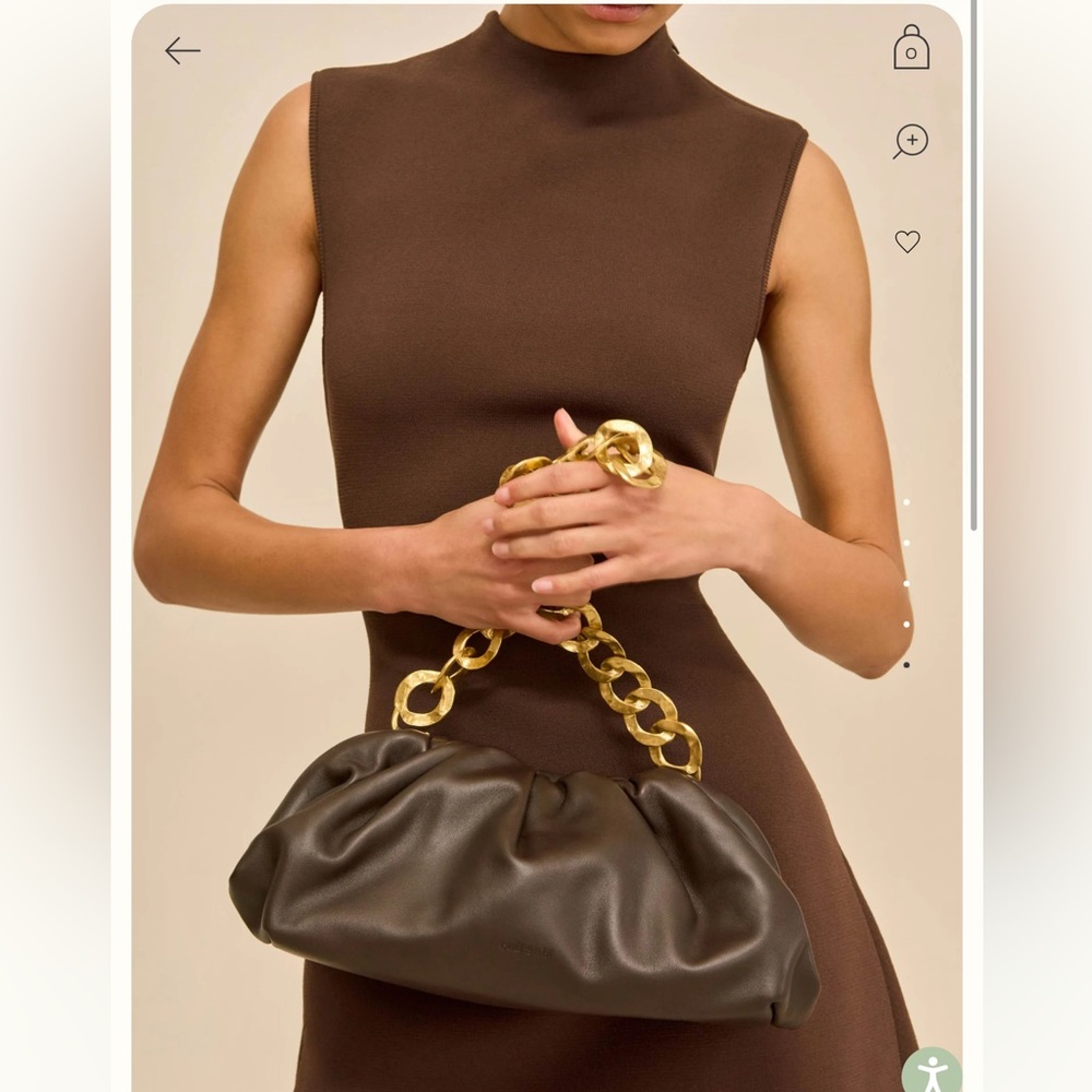 Cult Gaia Dulce Bag Luxury Gold-Chain Dark Brown Women’s Shoulder Bag